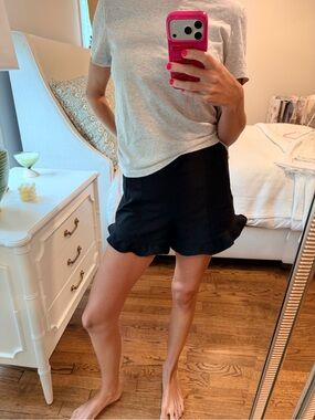 1. State Black Ruffle-Hem High-Waist Women's Shorts